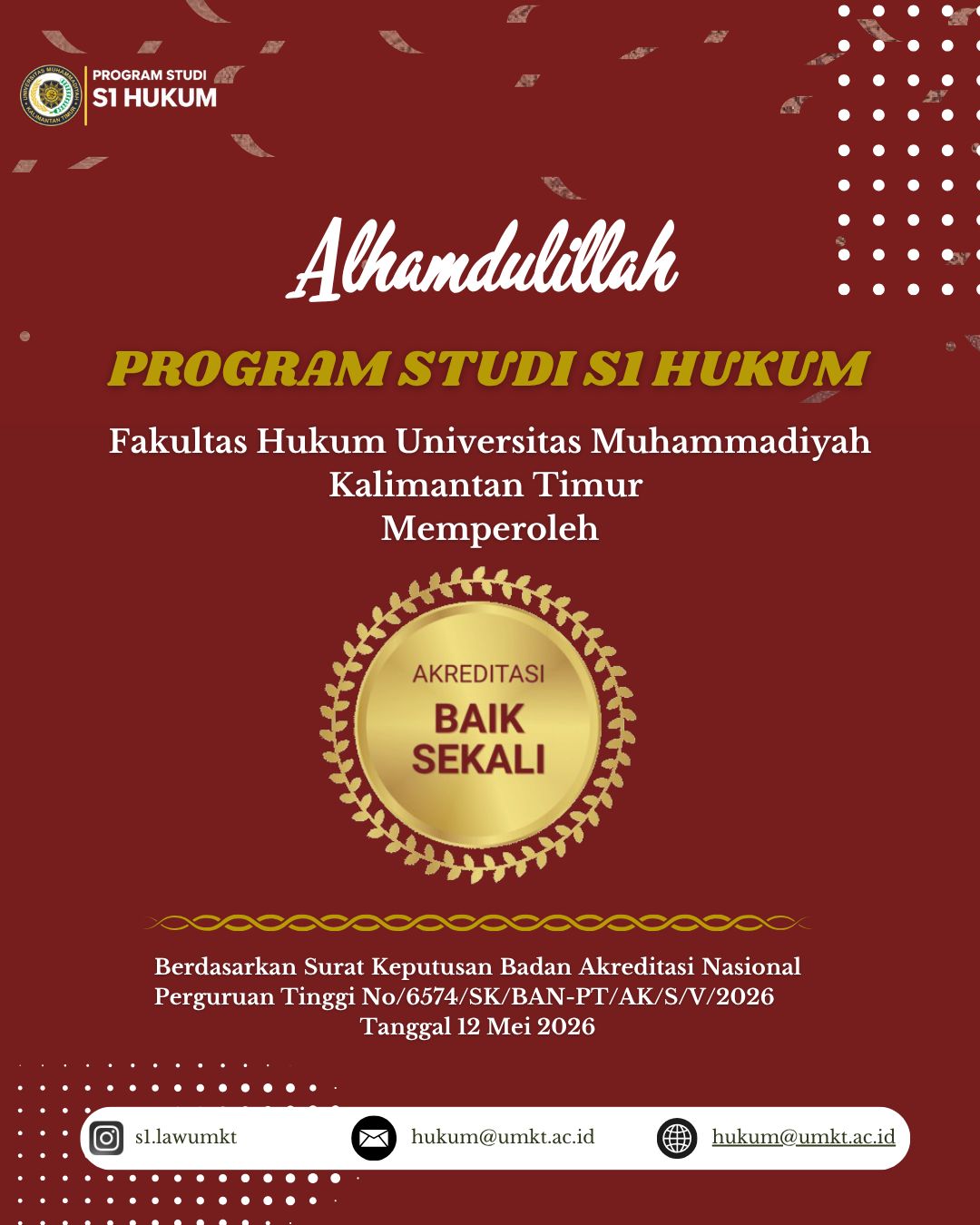 Program Studi S1 Hukum Universitas Muhammadiyah Kalimantan Timur Resmi Raih Akreditasi “Baik Sekali”