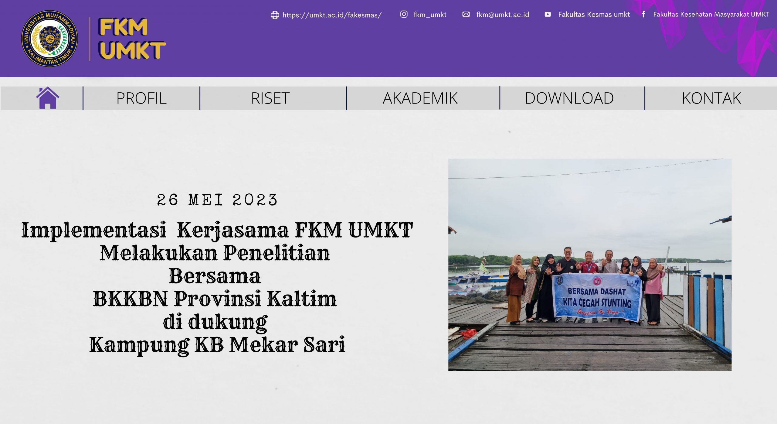 Implementasi Kerjasama FKM UMKT Melakukan Penelitian Bersama BKKBN didukung Kampung KB Mekar Sari