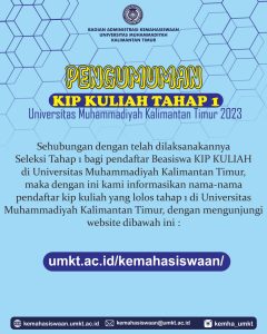 Pengumuman KIP Kuliah Tahap 1