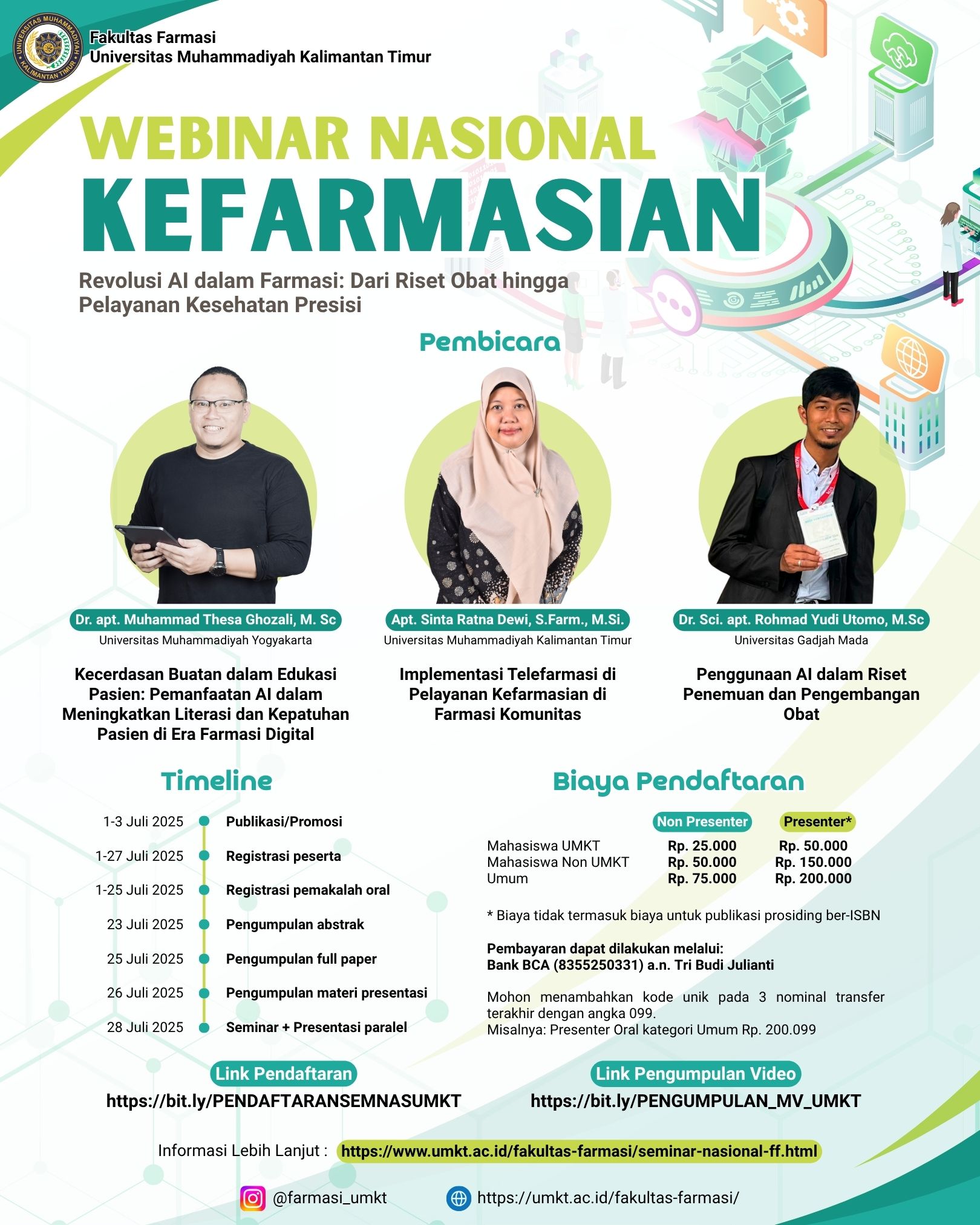 Webinar Nasional Kefarmasian Fakultas Farmasi UMKT: "Revolusi AI dalam Farmasi: Dari Riset Obat hingga Pelayanan Kesehatan Presisi"