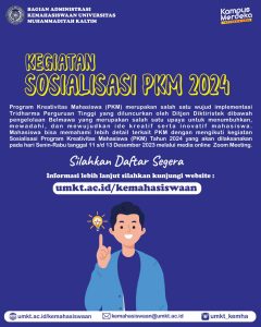 Sosialisasi Program Kreativitas Mahasiswa (PKM) Universitas Muhammadiyah Kalimantan Timur Tahun 2024