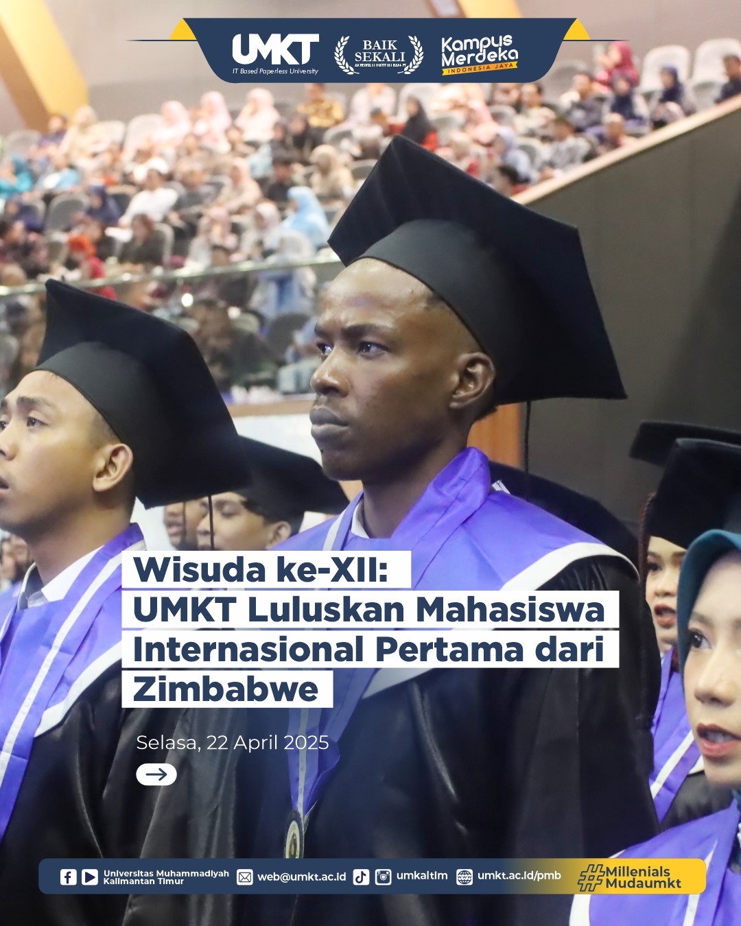 PERTAMA KALI! UMKT Luluskan Mahasiswa Internasional Pertama Asal Zimbabwe dalam Wisuda ke-XII