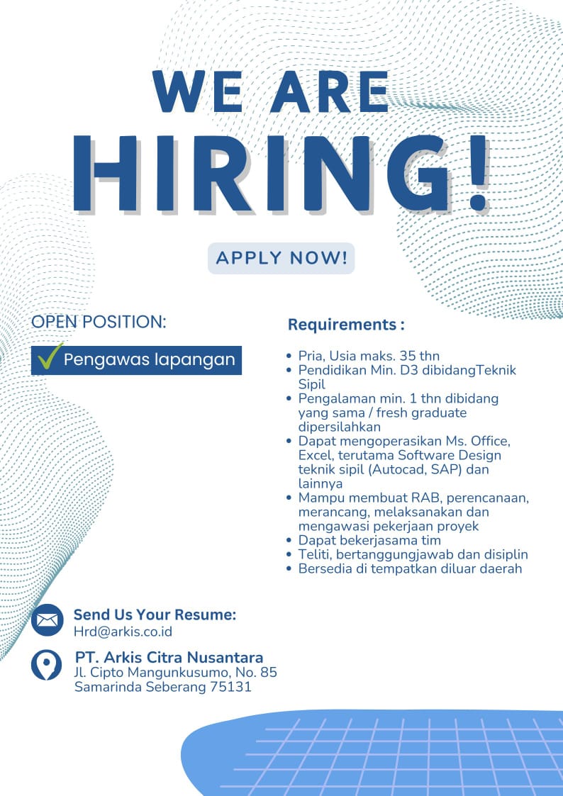 [INFO LOKER] PT. Arkis Citra Nusantara membuka lowongan pekerjaan