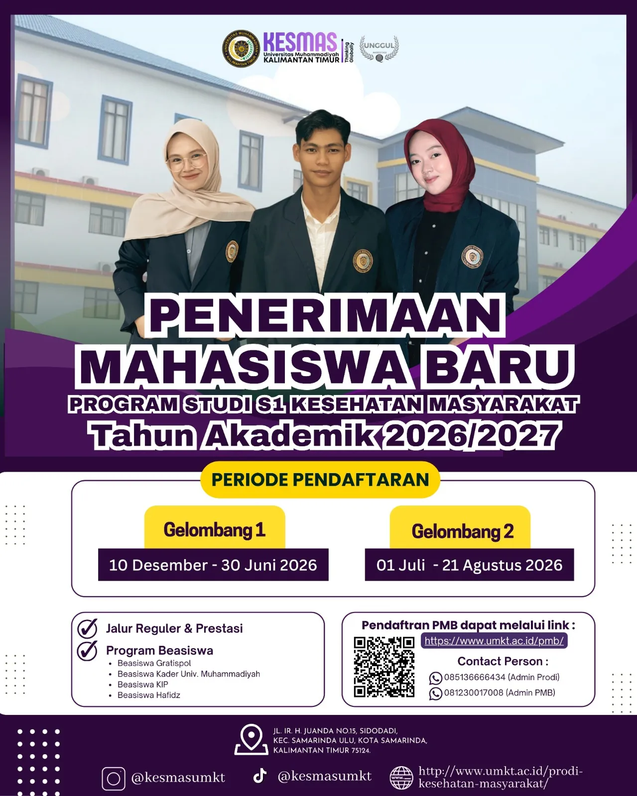 Penerimaan Mahasiswa Baru S1 Kesehatan Masyarakat UMKT Tahun Akademik 2026/2027 Dibuka