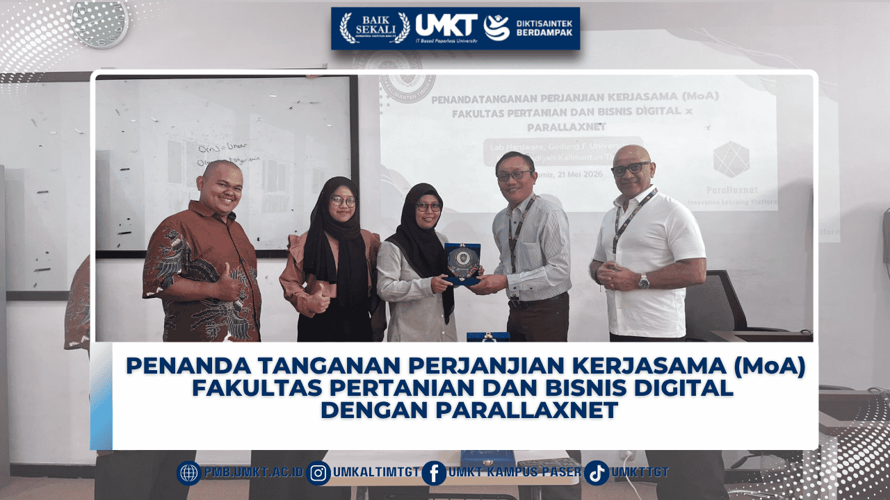 PENANDA TANGANAN PERJANJIAN KERJASAMA (MoA) FAKULTAS PERTANIAN DAN BISNIS DIGITAL DENGAN PARALLAXNET