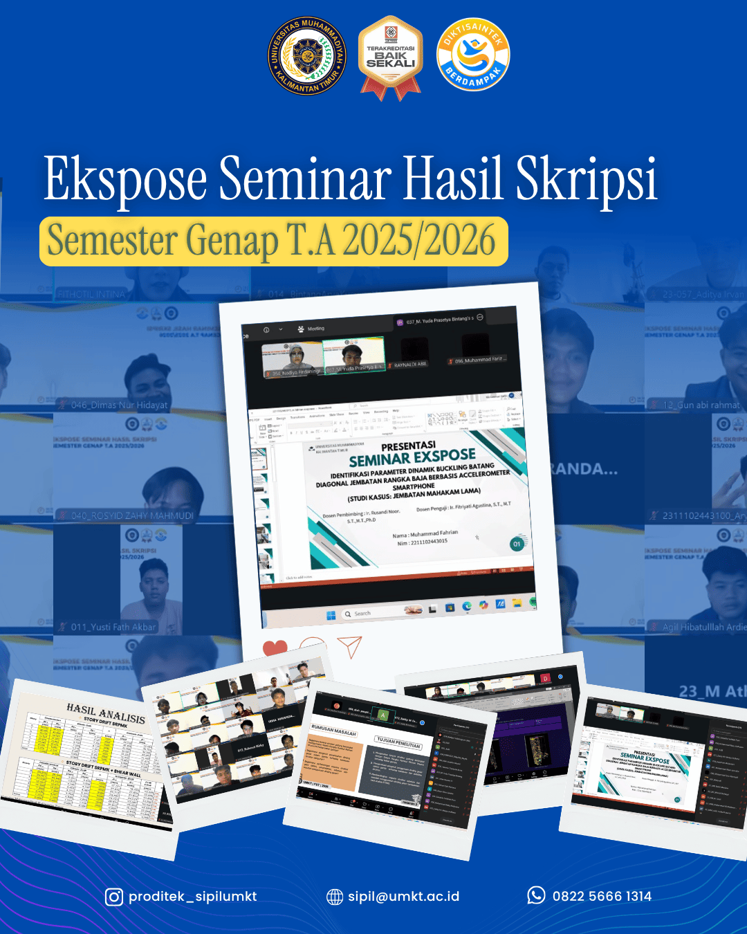 Ekspose Seminar Hasil Skripsi Semester Genap TA 2025/2026 Program Studi Teknik Sipil Berjalan Lancar