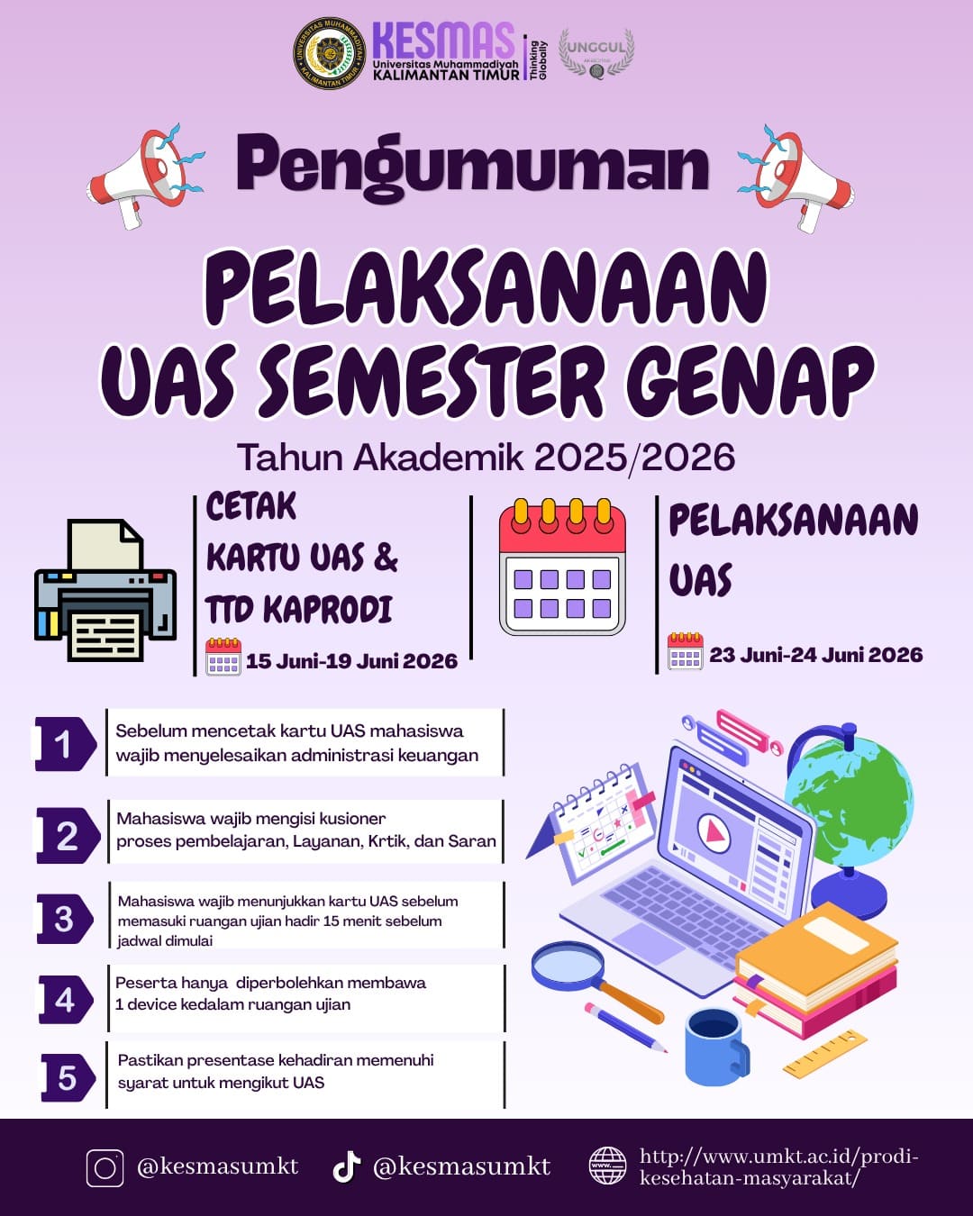 Pelaksanaan UAS Semester Genap TA 2025/2026: