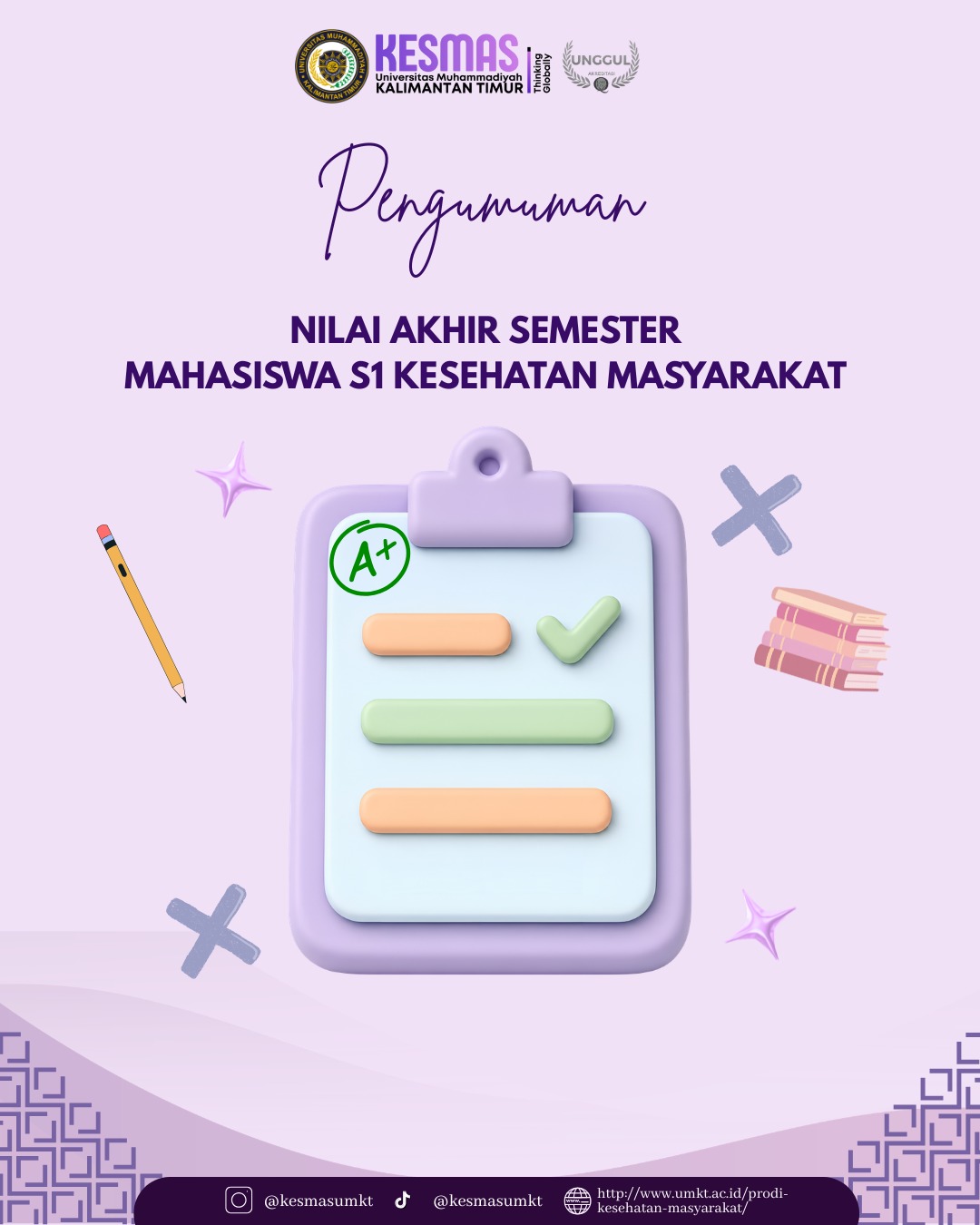 Pengumuman Nilai Akhir Semester Genap TA 2025/2026 Mahasiswa S1 Kesehatan Masyarakat