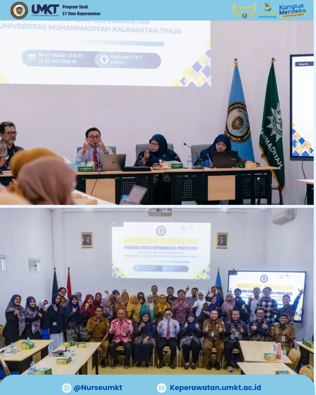 Sinergi Bersama AIPNI dan Stakeholder, Prodi S1 Keperawatan dan Profesi Ners UMKT Gelar Workshop Kurikulum Inti Secara Hybrid
