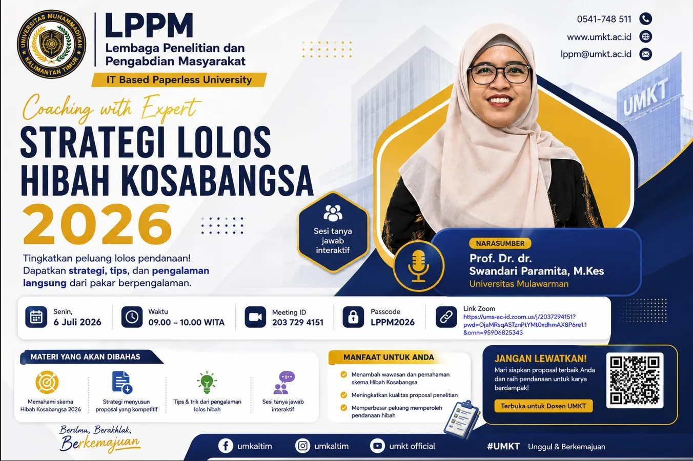 LPPM UMKT Gelar Coaching with Expert Strategi Lolos Hibah Kosabangsa 2026